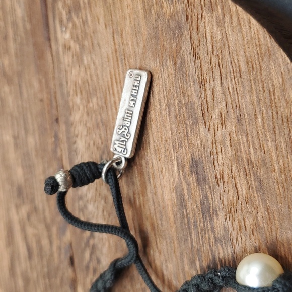 B1922 blessed my saints sterling silver bracelet paracord braided pearl - Picture 4 of 4